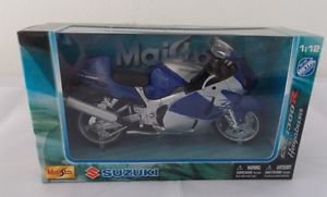 Maisto 1:12 Motorbike Model Die Cast Model Suzuki GSX 1300R Hayabusa Blue-Silver