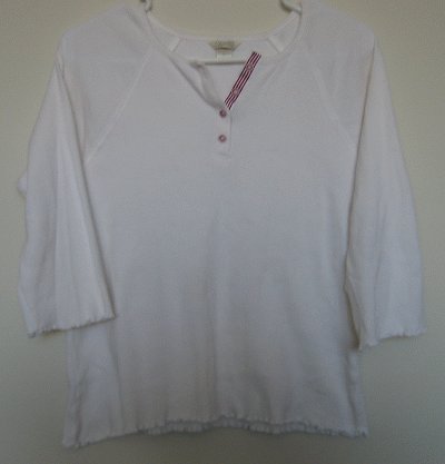 CHRISTOPHER AND BANKS white ribbed 3/4 sleeve top size Large EXCELLENT CONDITION
