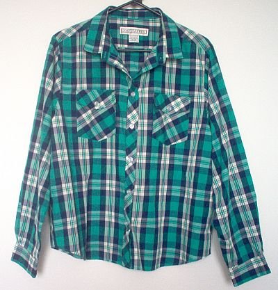 long sleeved l/s green blue plaid JOAN HARPER button up shirt size 18 in like new