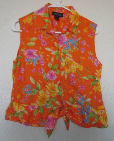 JONES NEW YORK orange hawaiian floral tank size large LIKE NEW CONDITION