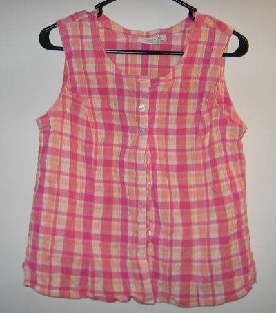 LIKE NEW SONOMA button up crinkle tank peach pink size large