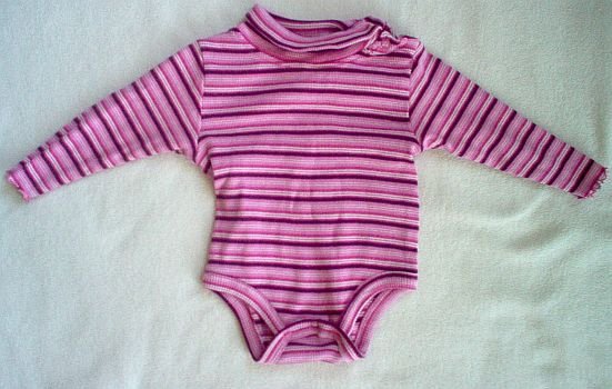 12 mos KID CONNECTION pink striped onesie - long sleeved in LIKE NEW condition