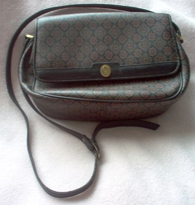 collectible 1990 LIZ CLAIBORNE multi pocket purse bag handbag nice condition dark colors