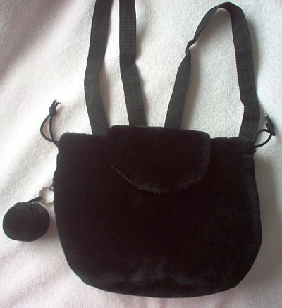 brand new Berkeley Designs black fuzzy backpack bag purse NWOT