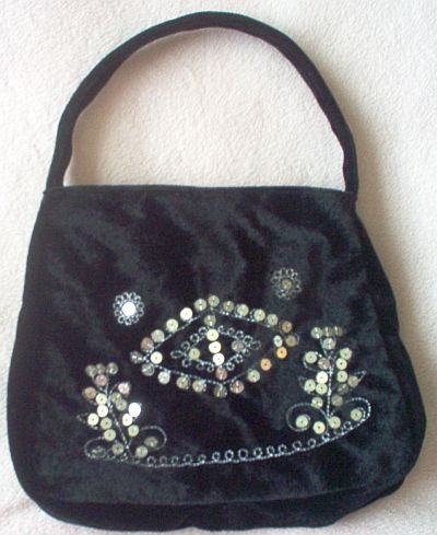 NWOT black sequin OOAK unique handbag purse soft brand new