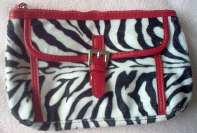 brand new zebra print cosmetic clutch makeup handbag NWOT cute