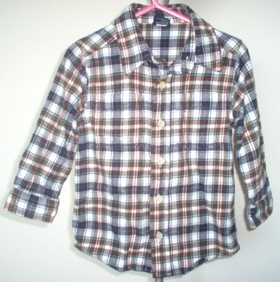 OSHKOSH flannel l/s shirt size 3T LIKE NEW fall earth colors plaid