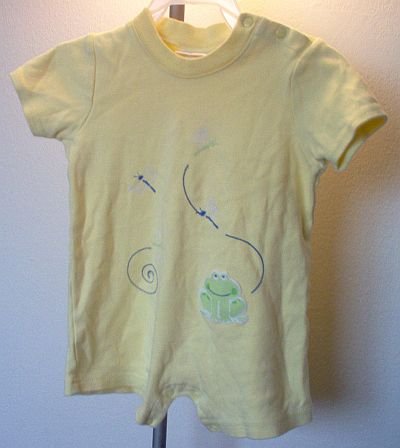 yellow frog romper one piece Carters size 3-6 months like new