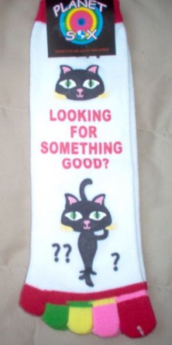 brand new Planet Sox size 9-11 TOE socks kitty cat phrase NWT