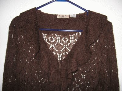 LIKE NEW MKM Designs brown sweater ruffle size medium loose knit
