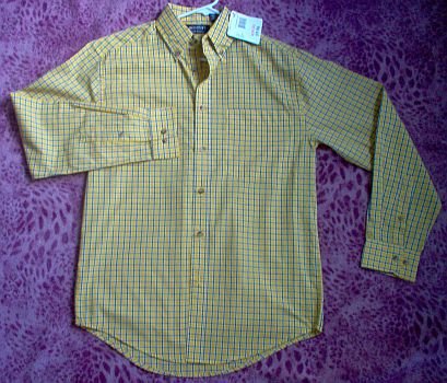 brand new Puritan Yellow long sleeved button up shirt size small NWT