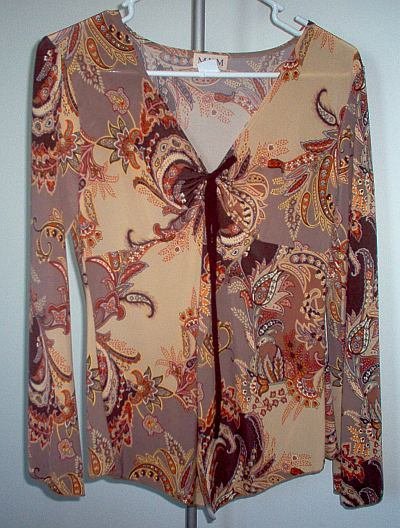 MKM designs paisley asymmetrical fall tunic top gathered size large
