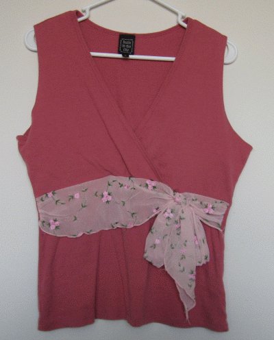 Suzie in the City light mauve wrap tank faux belt scarf size large
