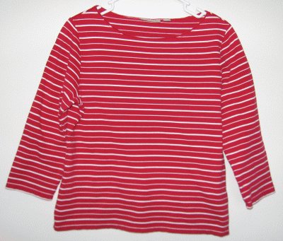 CROFT AND BARROW maroon striped top size Med large like new