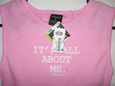 girls juniors brand new David and Goliath pink tank All About Me NWT size medium large