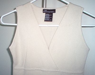 brand new ribbed v-neck wrap top cream size jr medium 7/9 NWOT