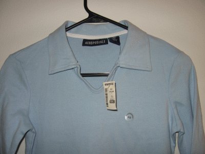 brand NEW Aeropostale ice blue long sleeve collar top size XS NWT