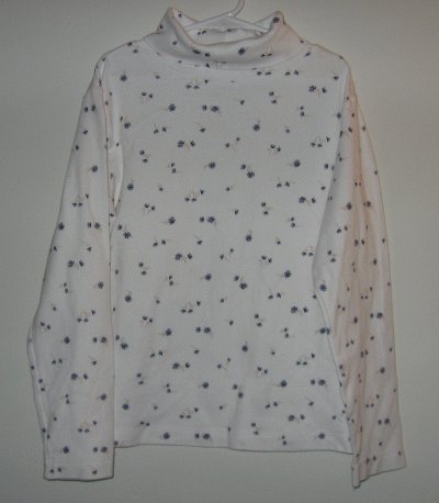 New So.. GSJC white turtleneck blue flowers size large 14