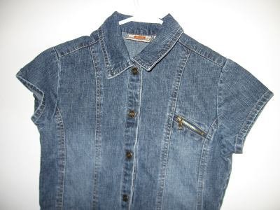 snap denim jean dress s/s girls size 10/12 excellent condition