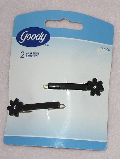 Package of 2 flower Goody Barrettes with rhinestone