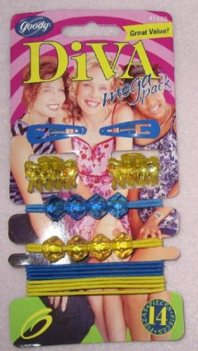brand new set of blue and yellow Goody Mega Pack 14 Hair Accessories