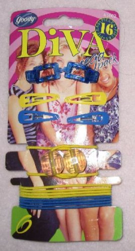 brand new set of blue and yellow Goody Mega Pack 15 Hair Accessories