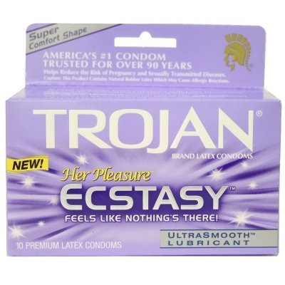 TROJAN HER PLEASURE ECSTASY CONDOMS-10 IN THE BOX *NEW*