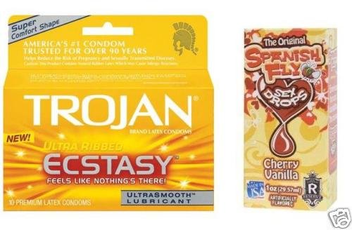 TROJAN ULTRA RIBBED ECSTASY CONDOMS W/SPANISH FLY