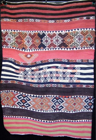 S. Antique Anatolian Tribal Nomadic Çicim Jajim Kilim