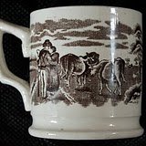 19th C. Antique Irish Lovers & Cows Mug Very Good Cond.