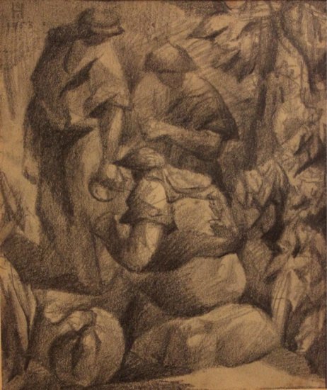 Harold Hitchcock 1914-2009 Signed 1953 Drawing, Gypsies