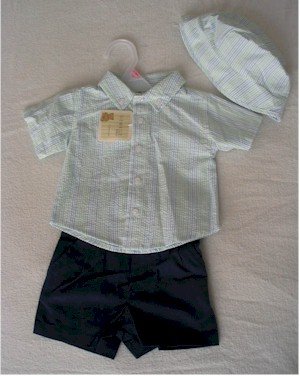 0-3 month 3-piece blue and green outfit