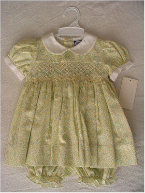 6 month yellow and green dress with smocking