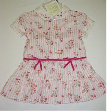 12 month off white dress with pink and orange flowers