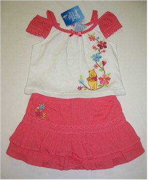 18 month peach colored Pooh Bear shirt and skirt
