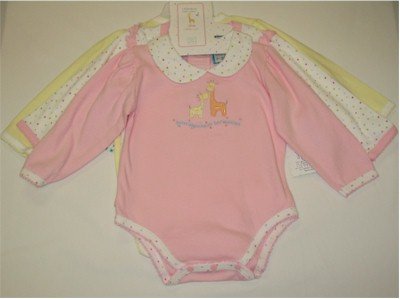 24 month bodysuit onesie set in pink, white dolka dot, and yellow