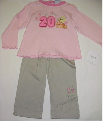 24 month Tweety pink shirt and khaki pants