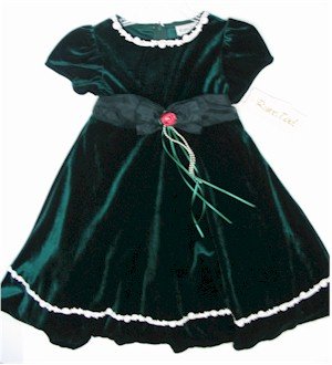 size 5 green velvet-like dress