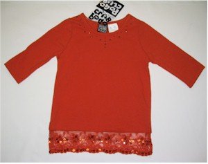 size 6 orange 3/4 length sleeve shirt