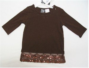 size 6 brown 3/4 length sleeve shirt