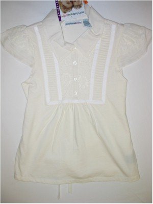 L(10/12) Mary-Kate and Ashley lace and pin off white tuckblouse