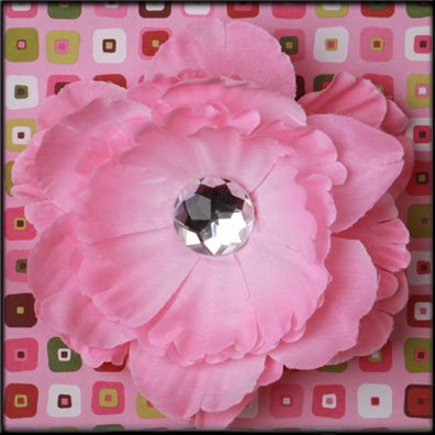 Pink Rhinestone Center Peony Flower Clip