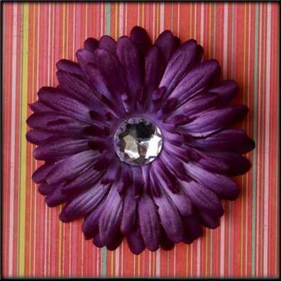 Purple Rhinestone Gerbera Daisy Clip