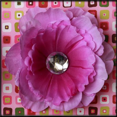 Violet Rhinestone Center Peony Flower Clip
