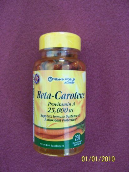 Vitamin World Beta-Carotene 25,000IU 250 Softgels
