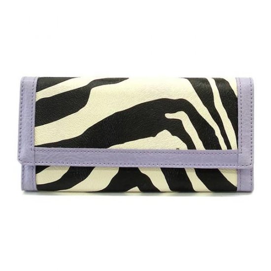 Zebra Print Women's Wallet, Purple (120AW89)