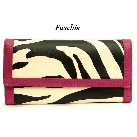 Zebra Print Women's Wallet, Fuschia (120AW89)