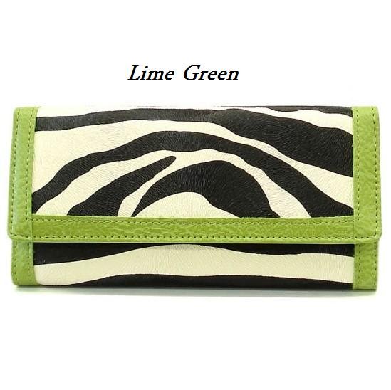 Zebra Print Women's Wallet, Green (120AW89)
