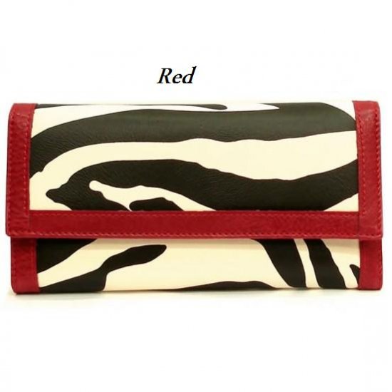Zebra Print Women's Wallet, Red (120AW89)