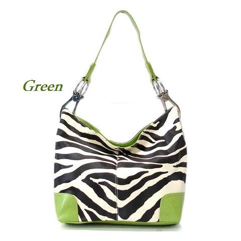 Zebra Print Women's Handbag Purse, Green (120-3179)